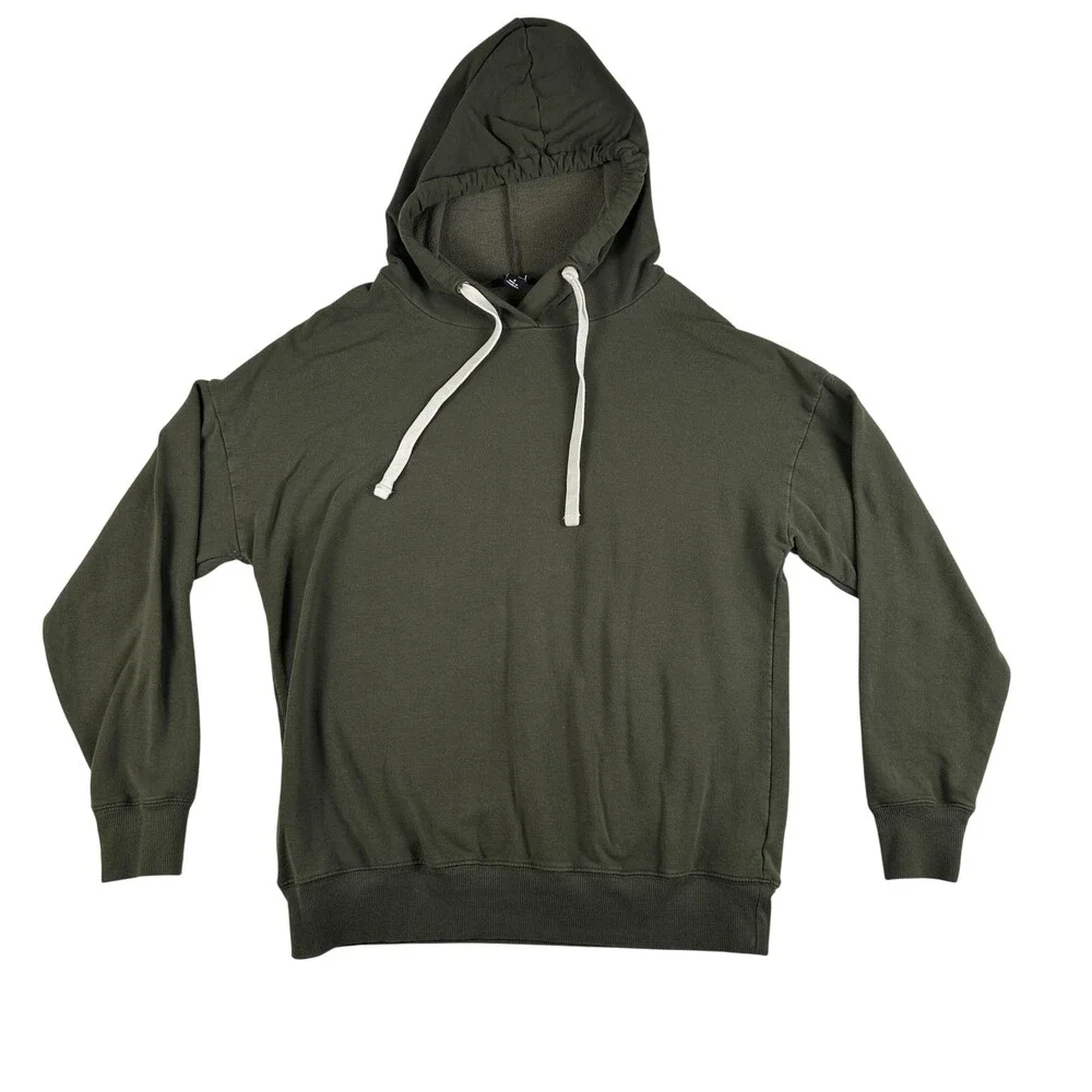 Buffalo David Bitton Hoodie Mens Small Green Fleece Pullover Stretch Sweatshirt
